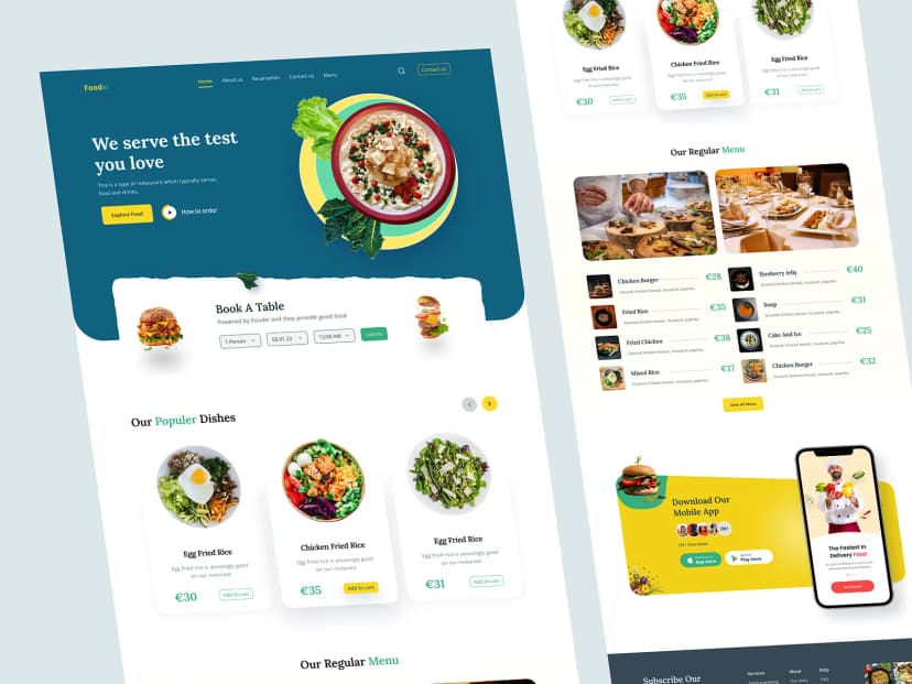 Restaurant website design with online ordering
